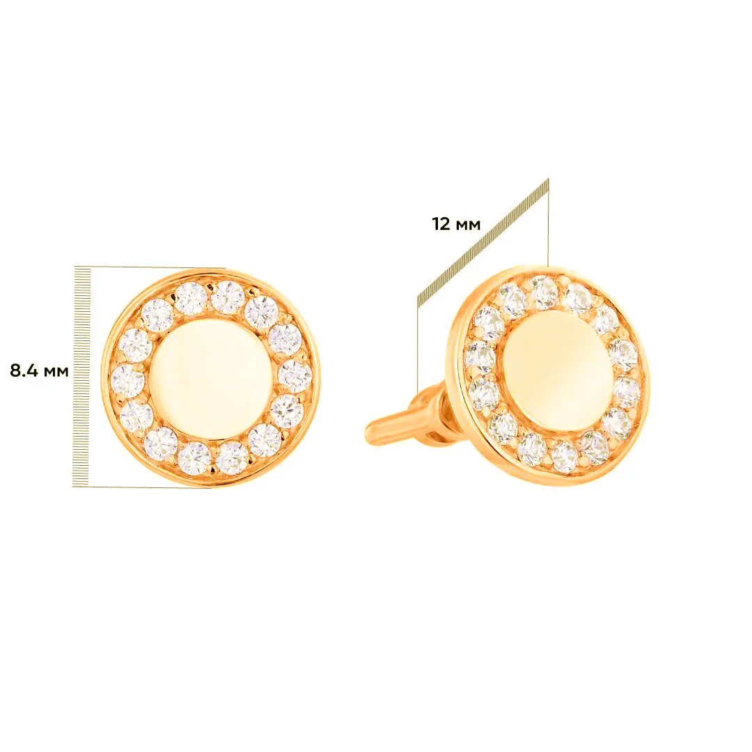 Stud Earrings in 14K/585 Yellow Gold with Cubic Zirconia - Image 2