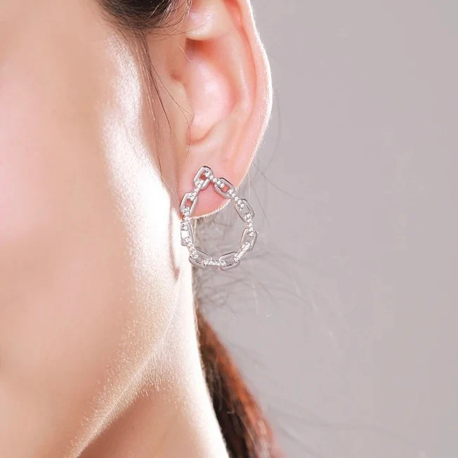 Stud Earrings with Cubic Zirconia - Image 3