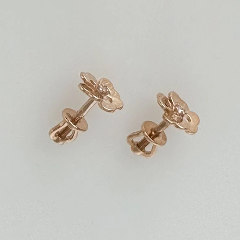 Stud Clover Earrings in 14K/585 Rose Gold with Cubic Zirconia - Image 2