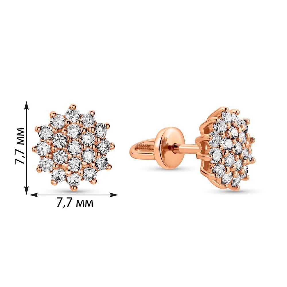 Stud Flower Earrings in 14K/585 Rose Gold with Diamonds - Image 3