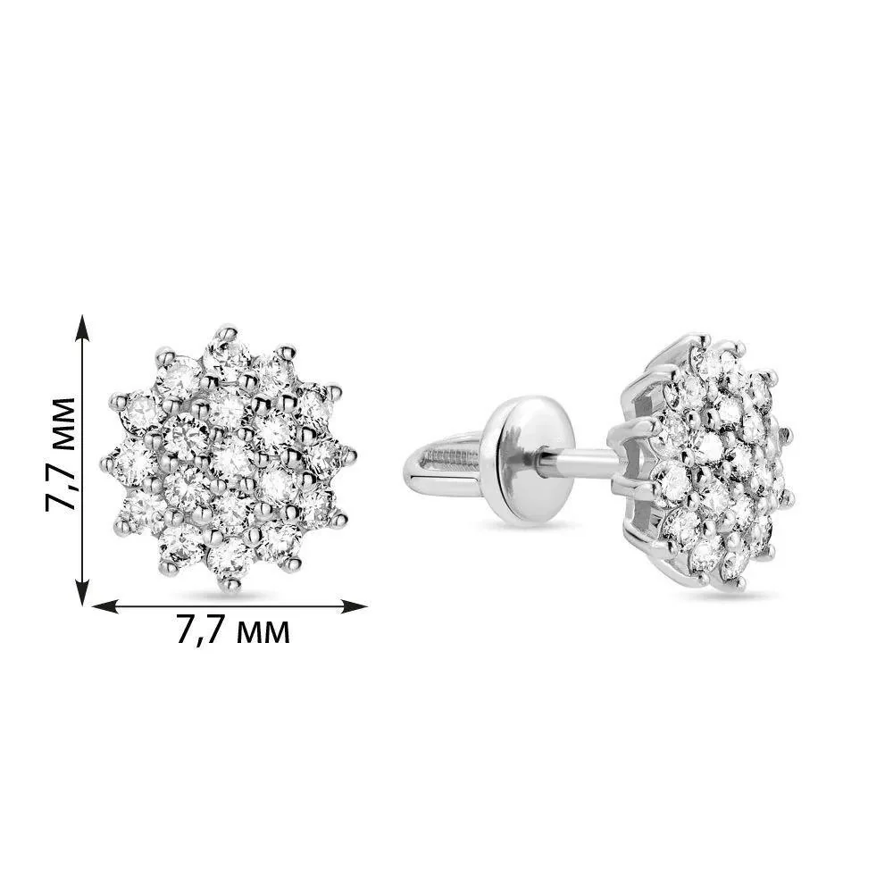 Stud Flower Earrings in 14K/585 White Gold with Diamonds - Image 3