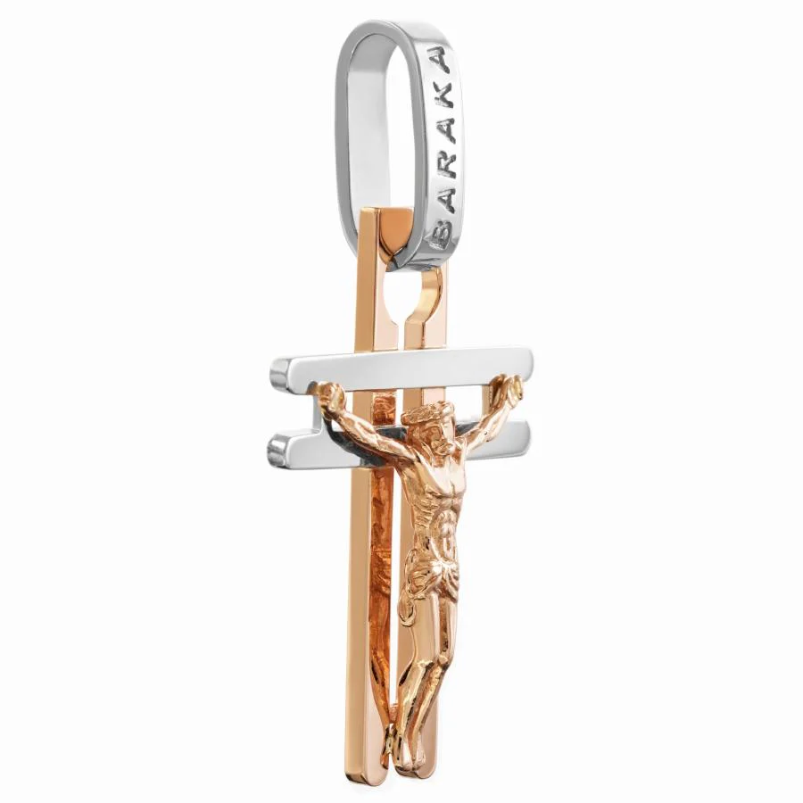 Stylish Cross in 14K/585 Rose and White Gold - Image 2