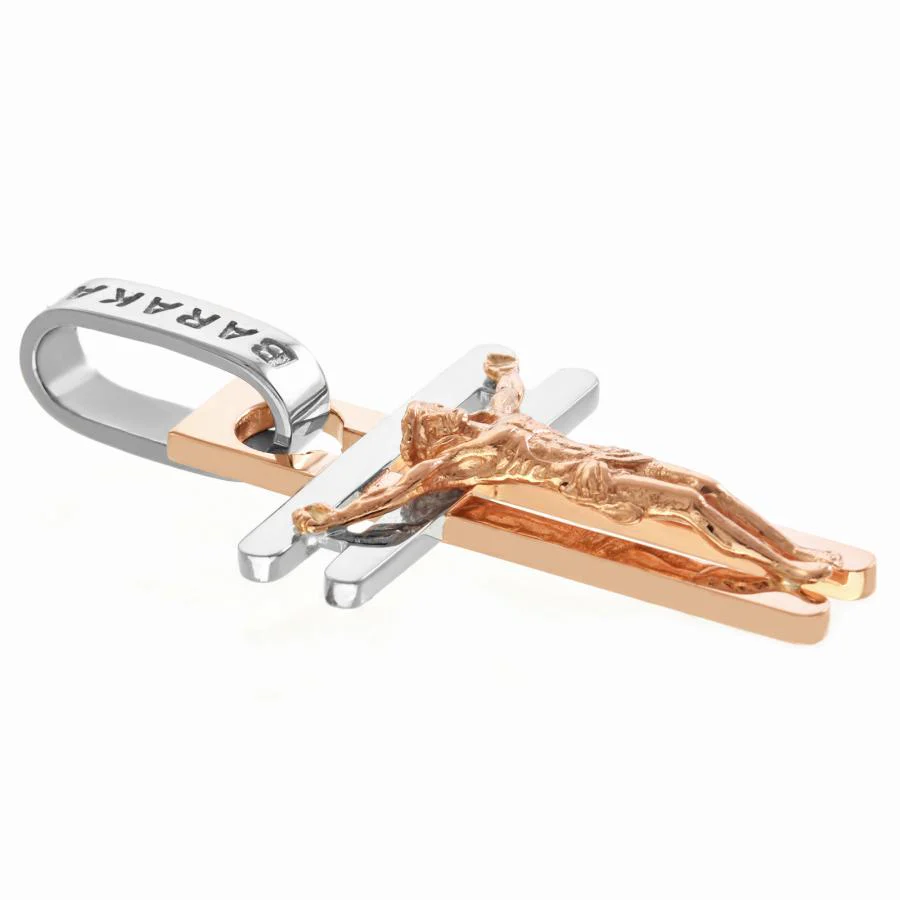 Stylish Cross in 14K/585 Rose and White Gold - Image 3