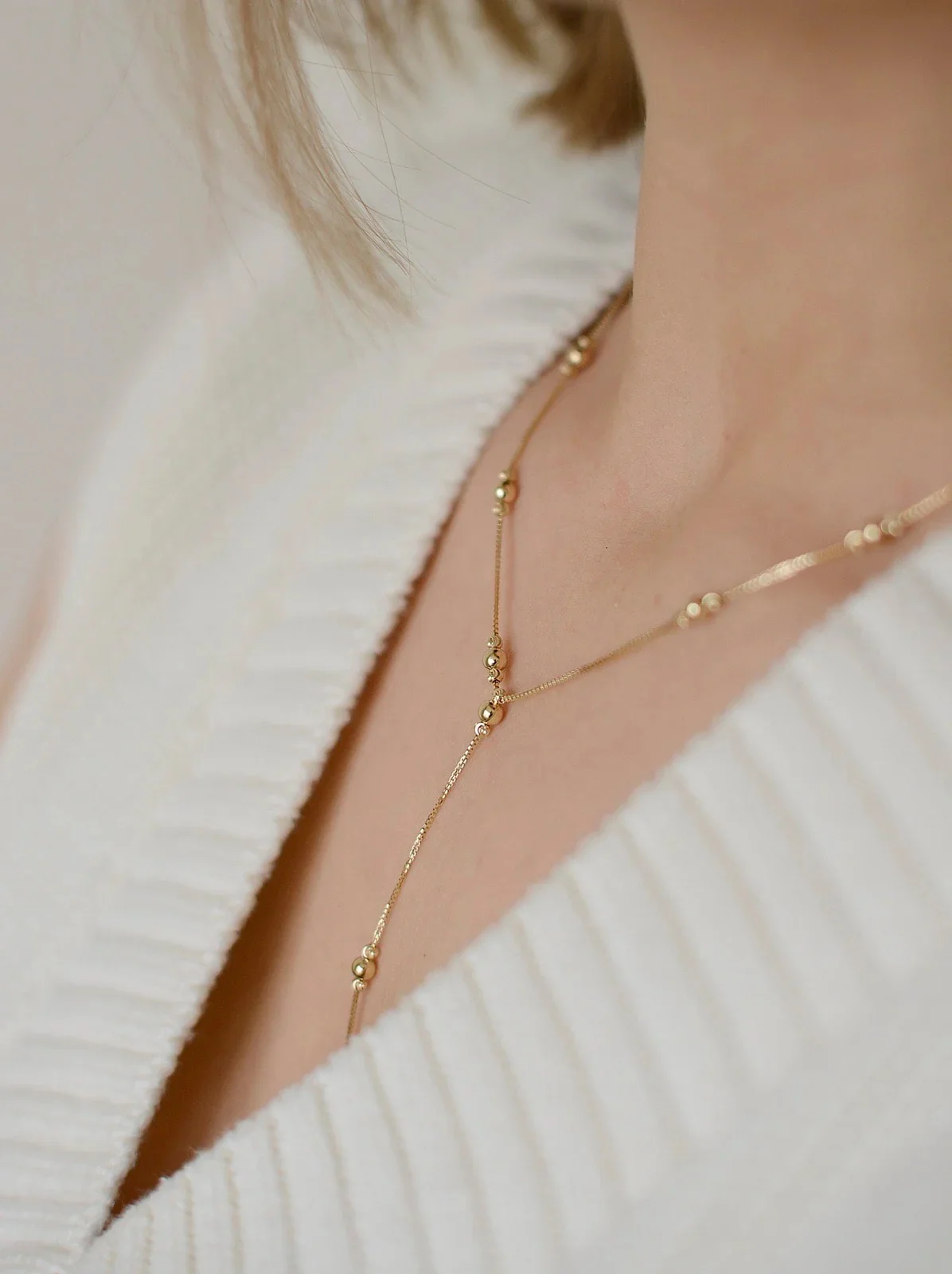 Stylish Long Necklace in 14K/585 Yellow Gold - Image 2