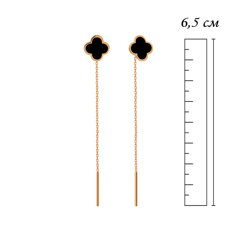 Thread Clover Earrings in 14K/585 Rose Gold with Enamel - Image 2