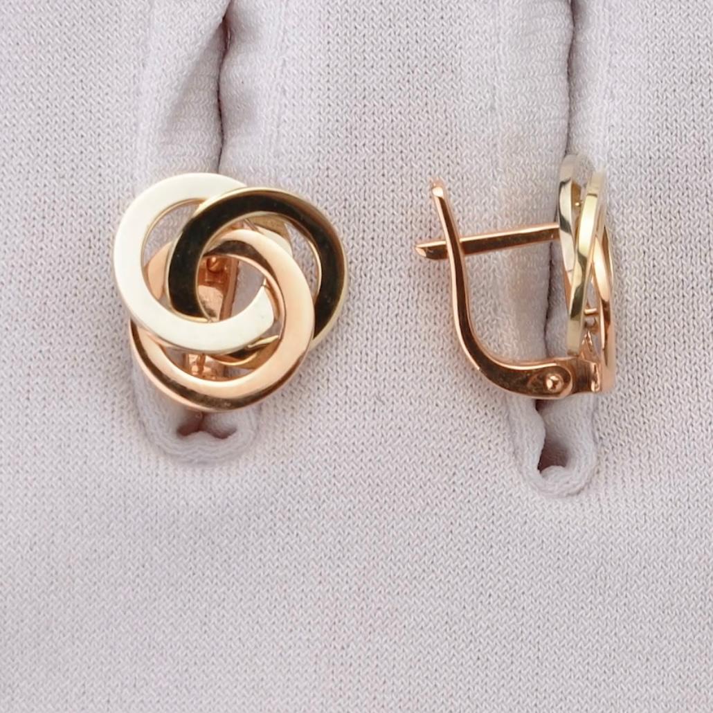 Three Tones 14K/585 Gold Lever Back Earrings - Image 7