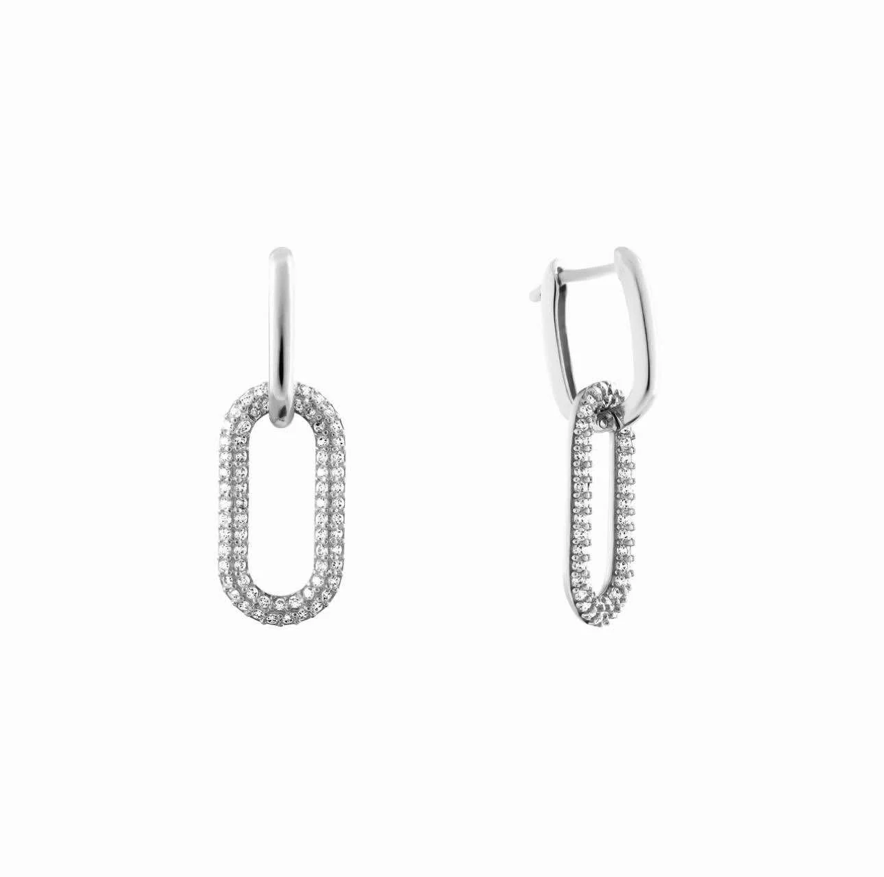 Transformer Drop Earrings in 14K/585 White Gold with Cubic Zirconia