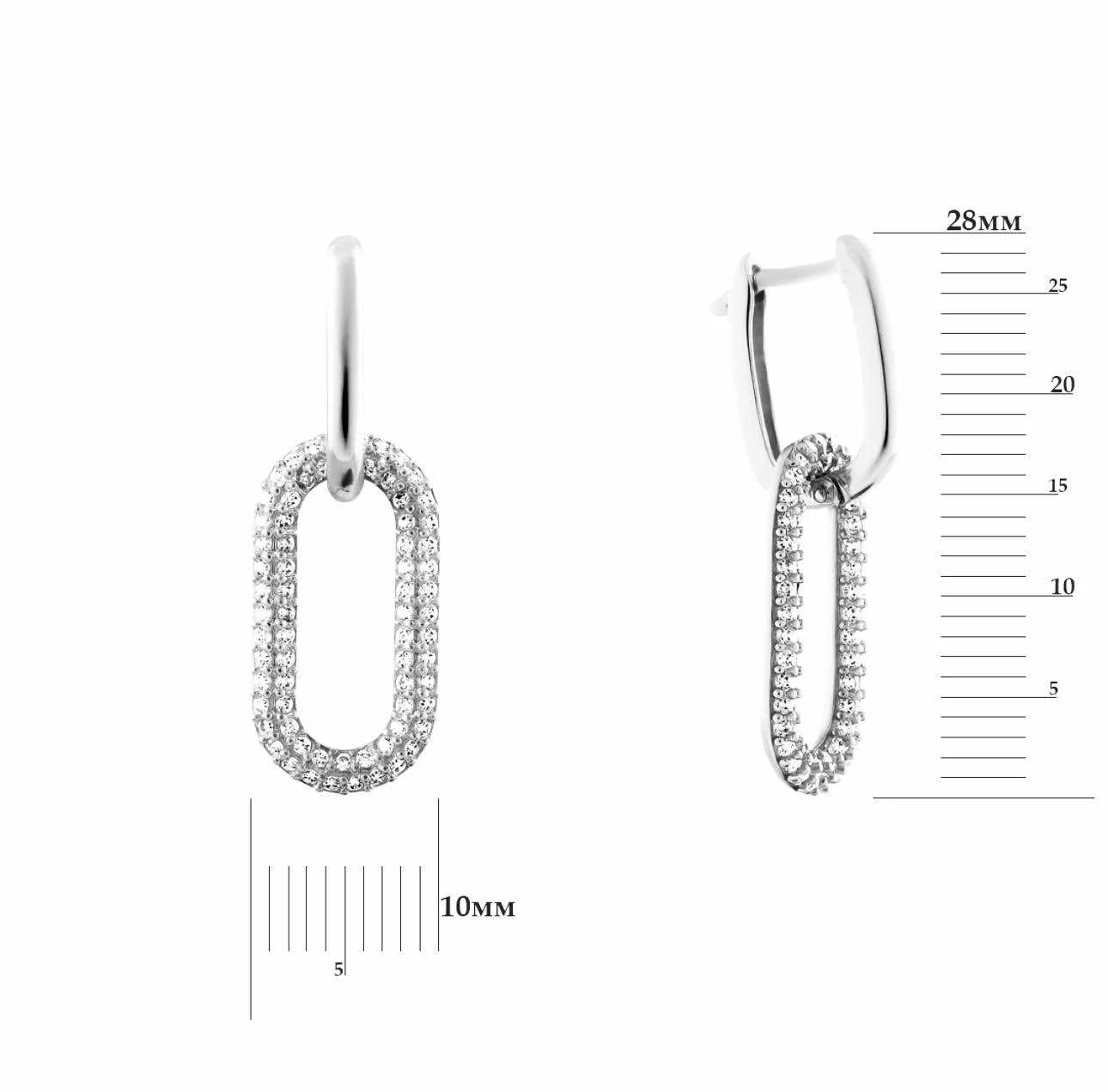 Transformer Drop Earrings in 14K/585 White Gold with Cubic Zirconia - Image 2
