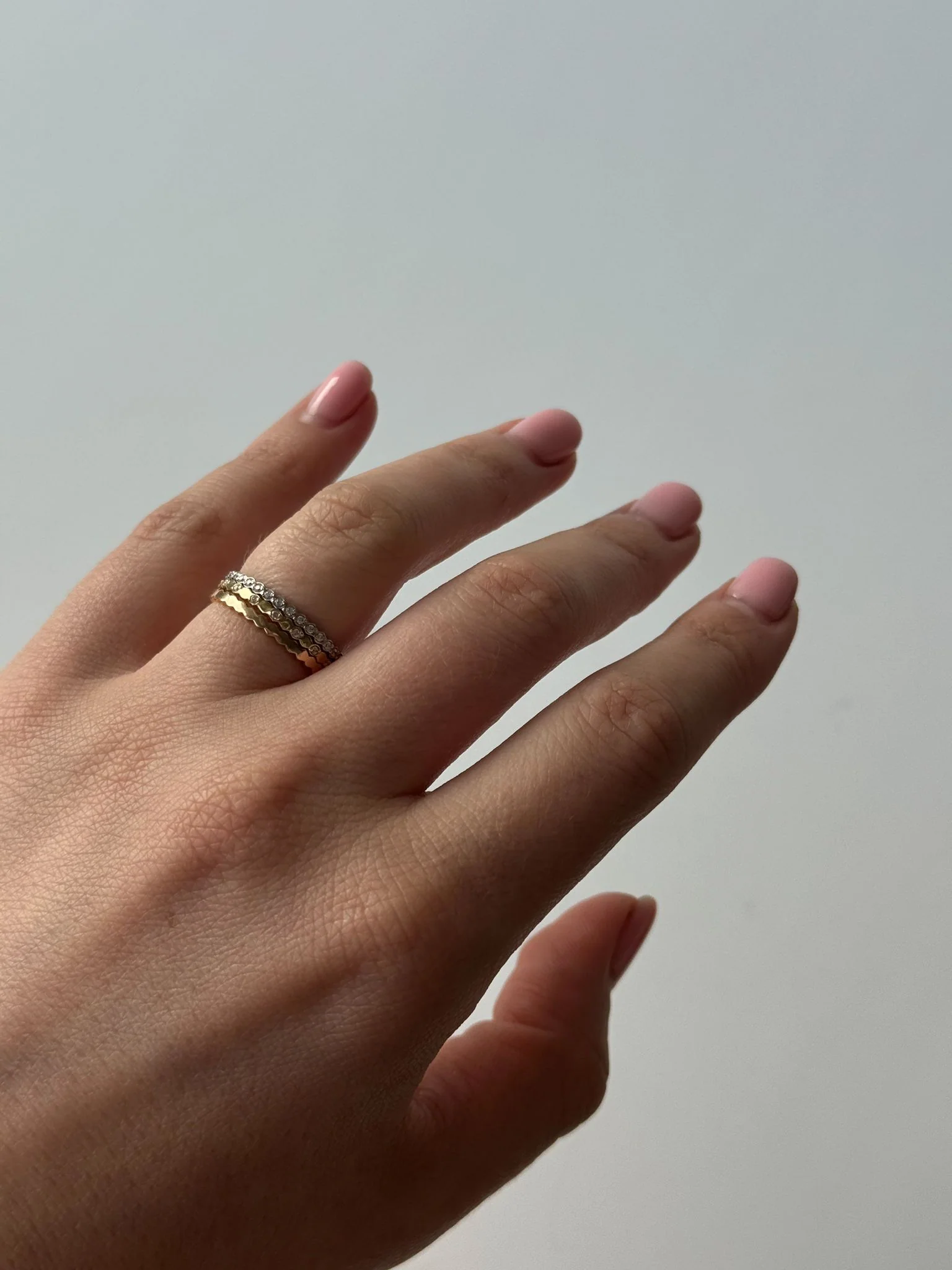 Triple Ring in 14K/585 Rose, Yellow and White Gold with Cubic Zirconia - Image 2