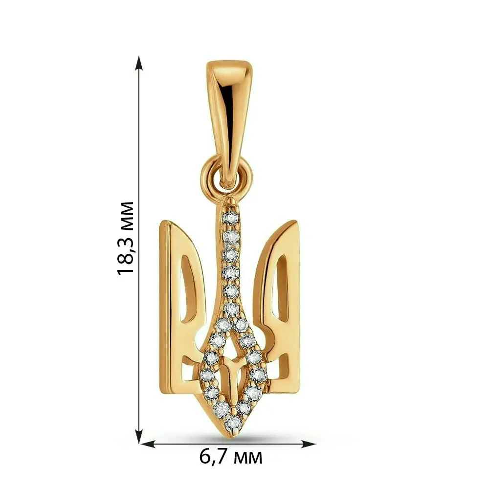 Tryzub in 14K/585 Yellow Gold with Diamonds - Image 2