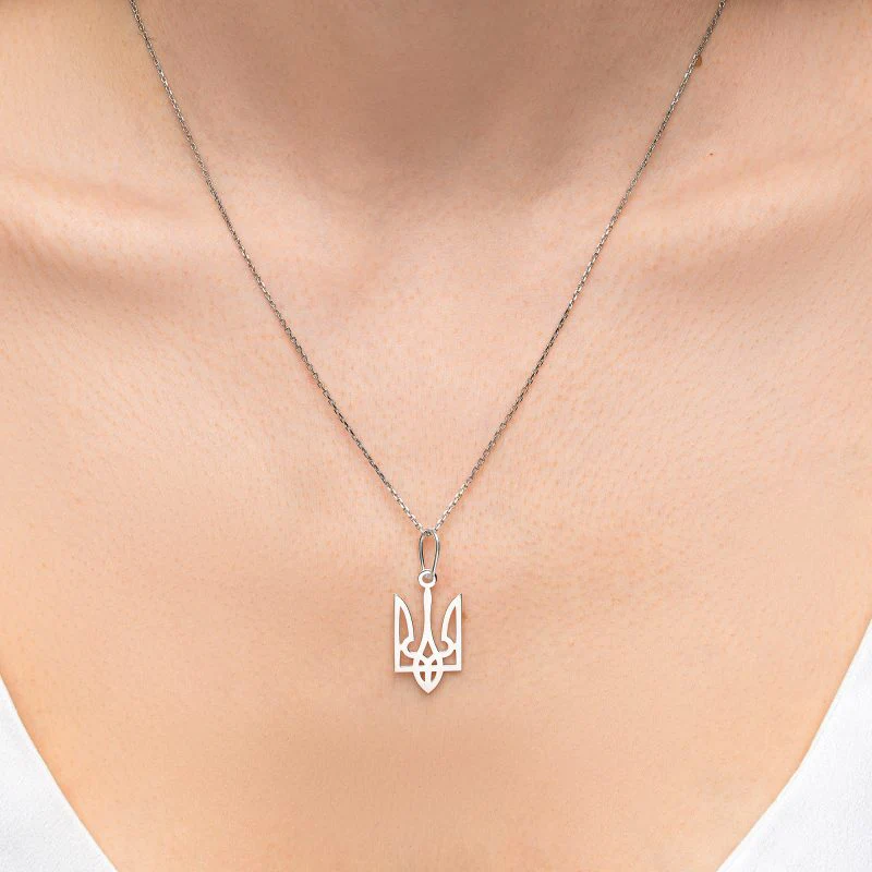 Tryzub Pendant in 14K/585 White Gold - Image 2