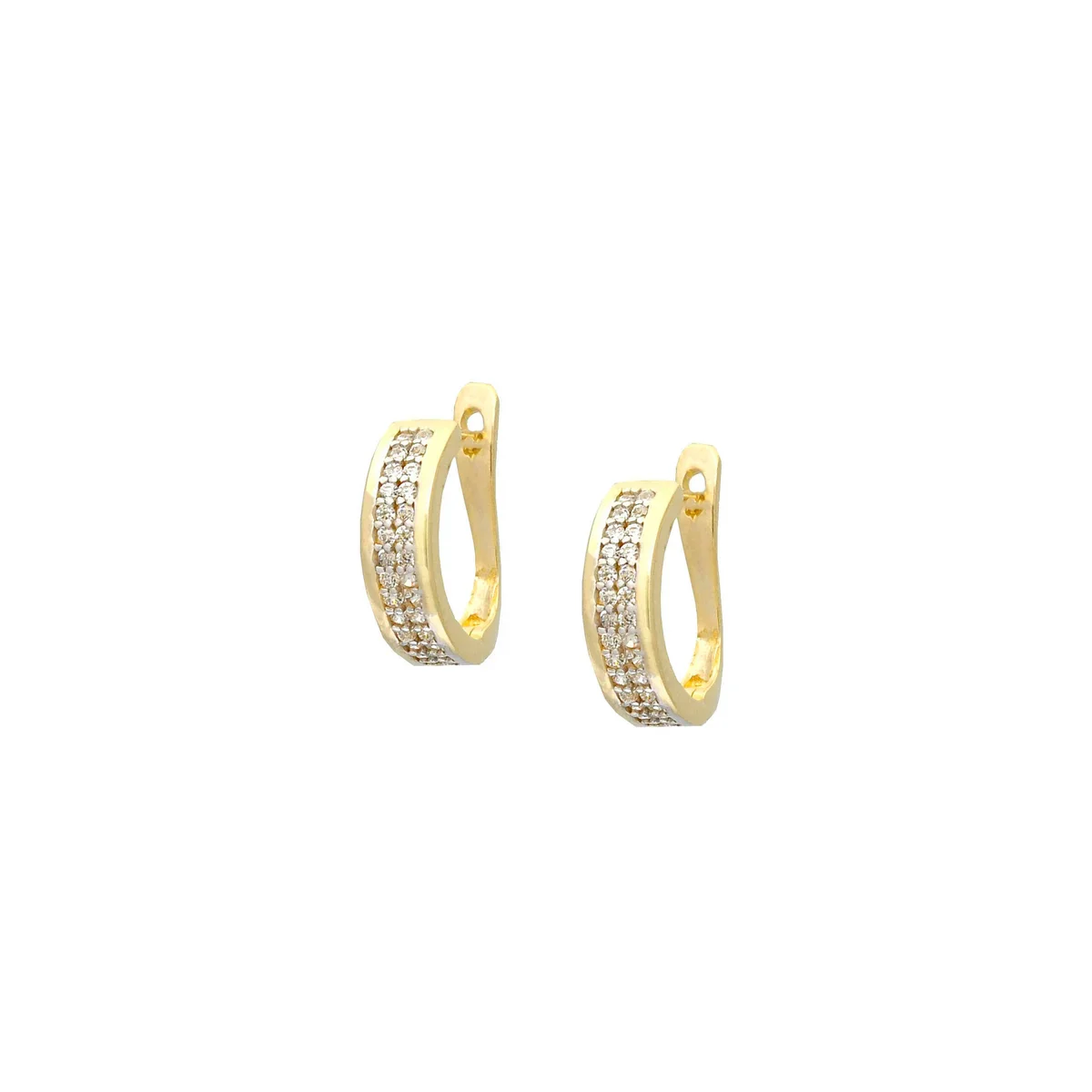 Two Rows Lever Back Earrings in 14K/585 Yellow Gold