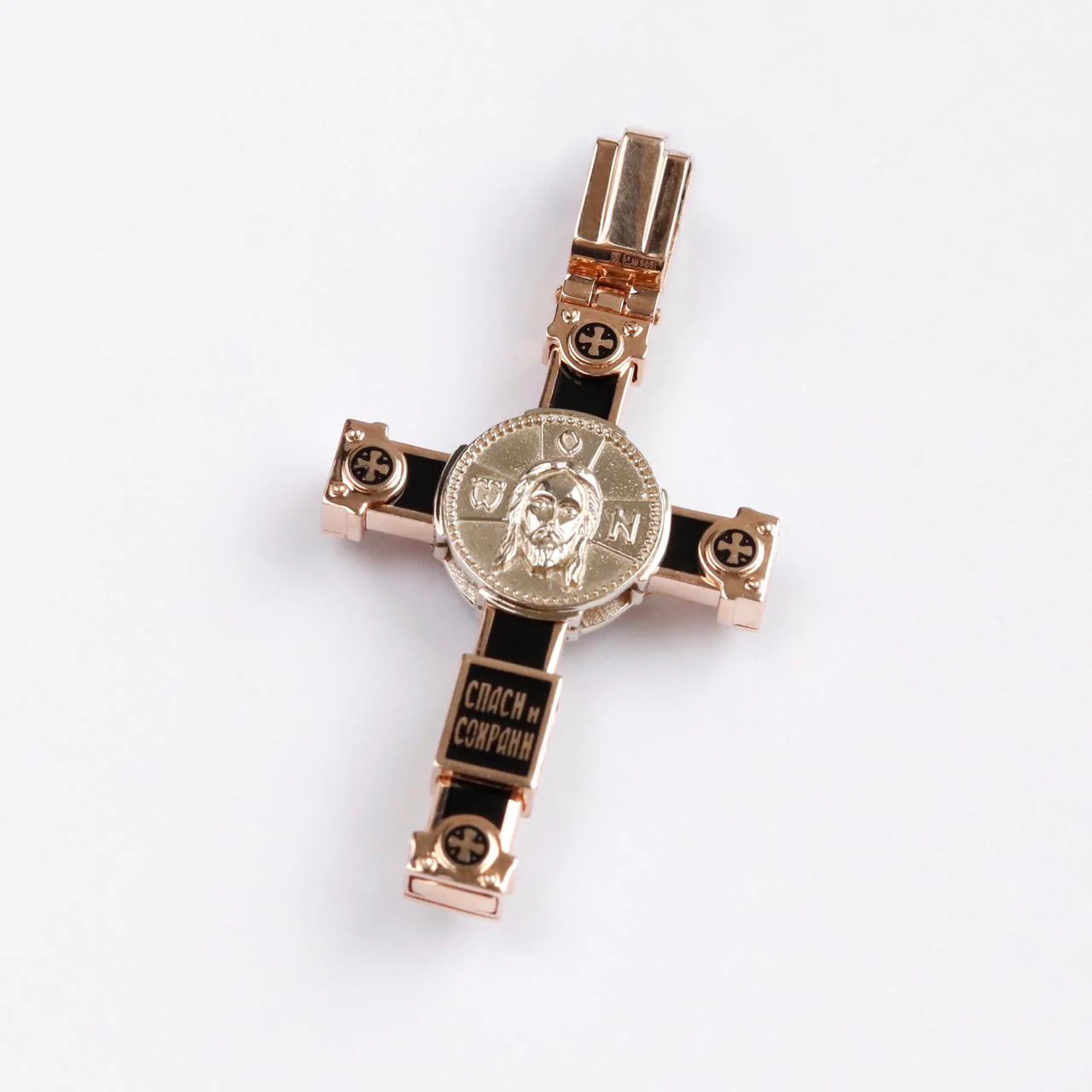 Two-Sided Cross in 14K/585 Rose and White Gold with Enamel - Image 2