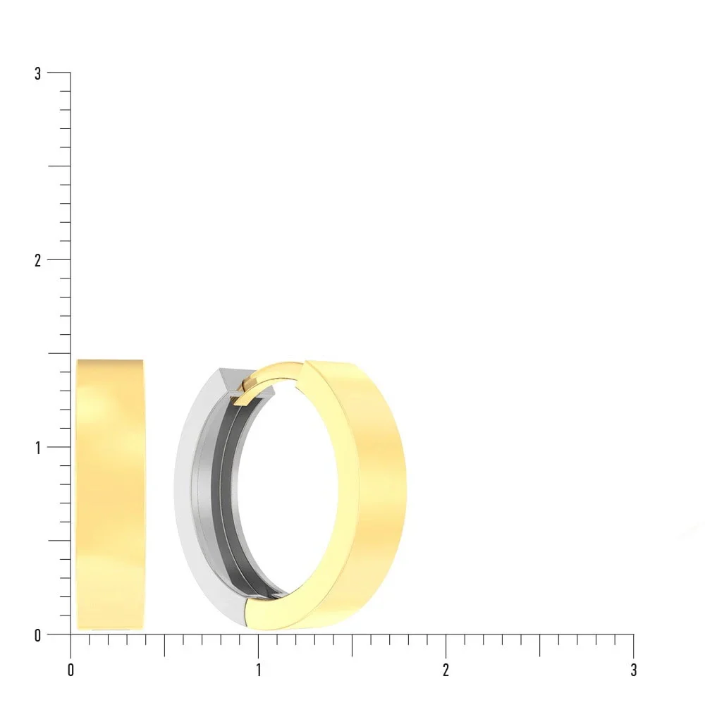 Two Sided Hoop Earrings in 14K/585 Yellow and White Gold - Image 2