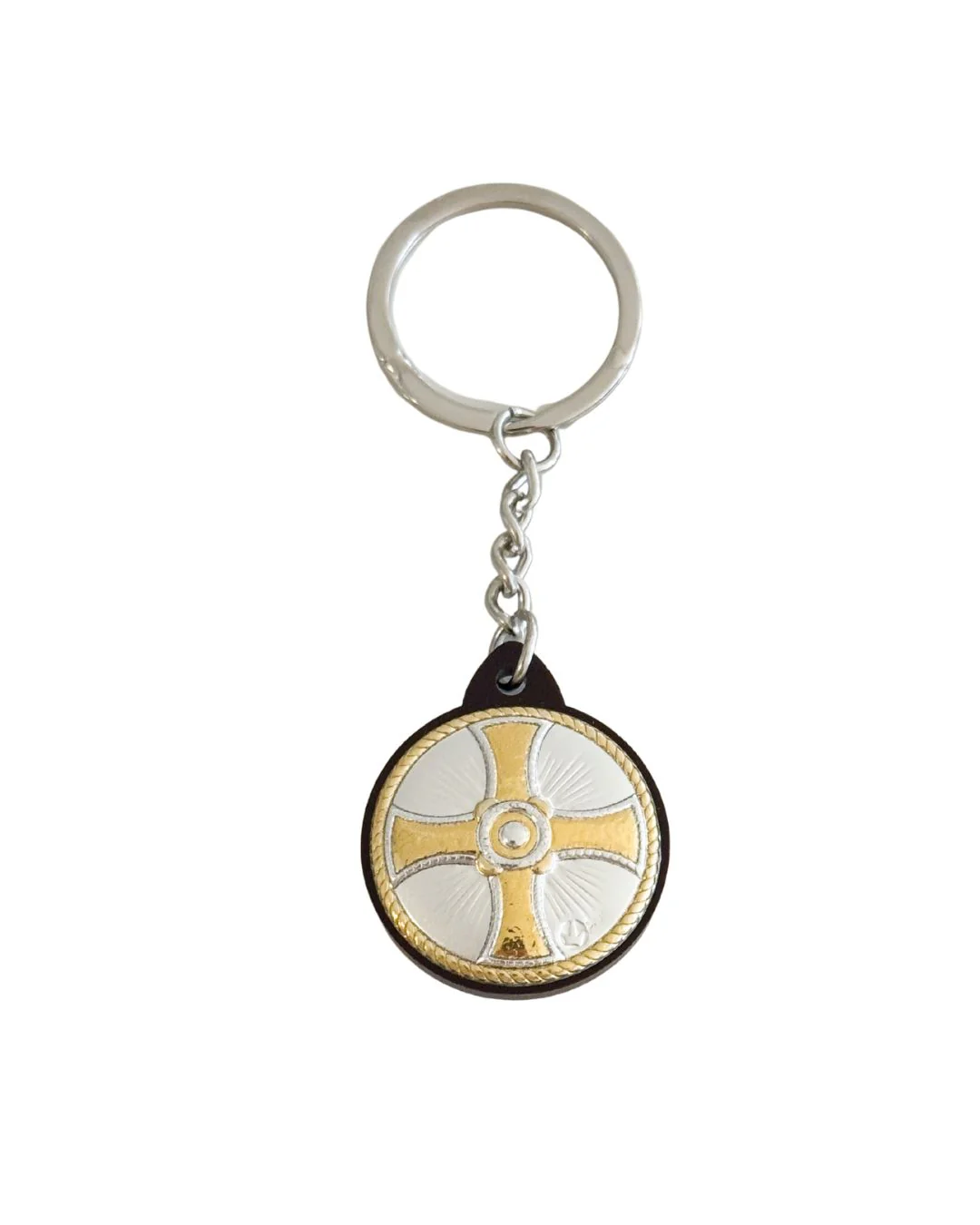 Two Sided Keychain Jesus/Bazyntine Cross with Gold Plated Details - Image 2