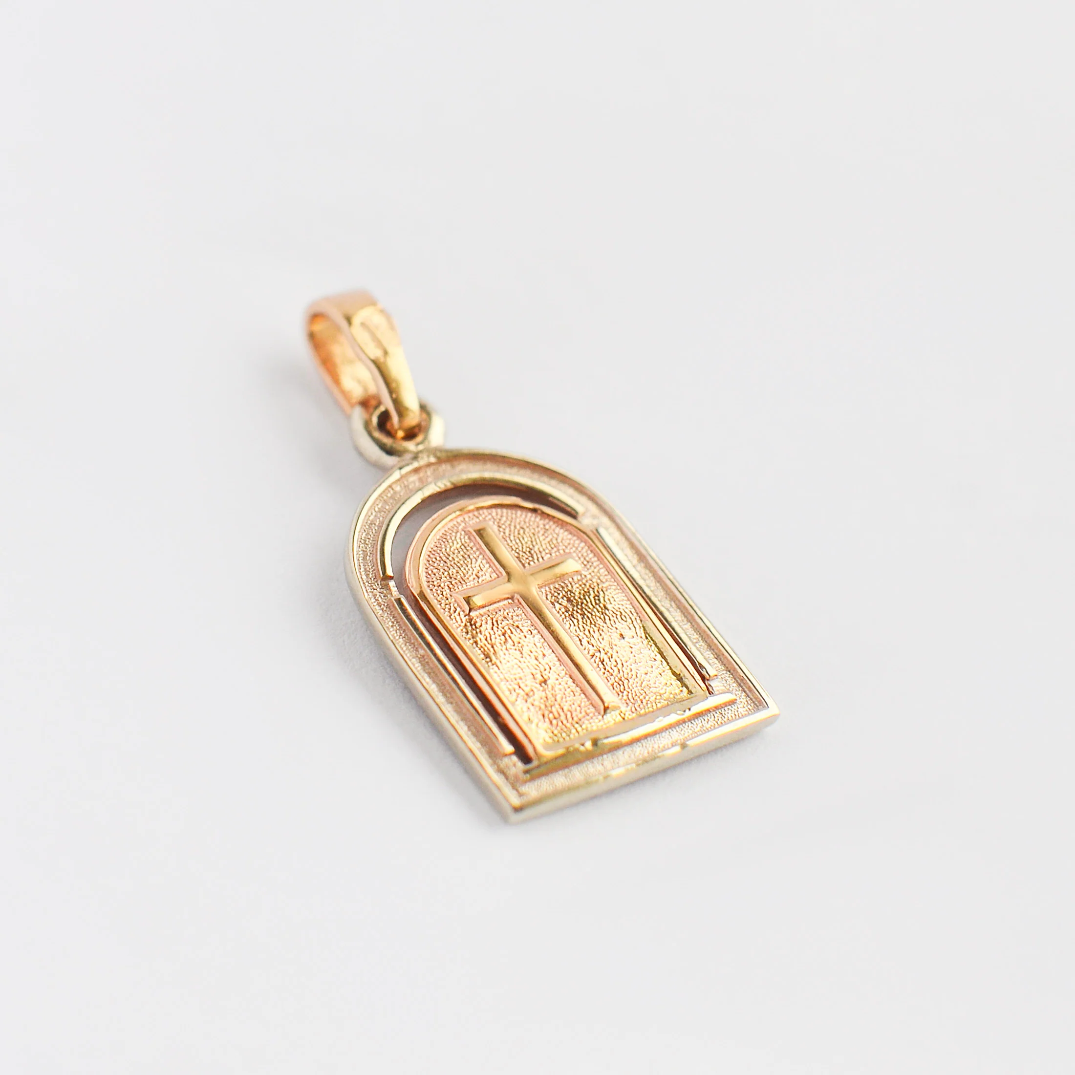 Two Sided Religious Pendant with Virgin Mary and Child in 14K/585 Rose Gold - Image 3
