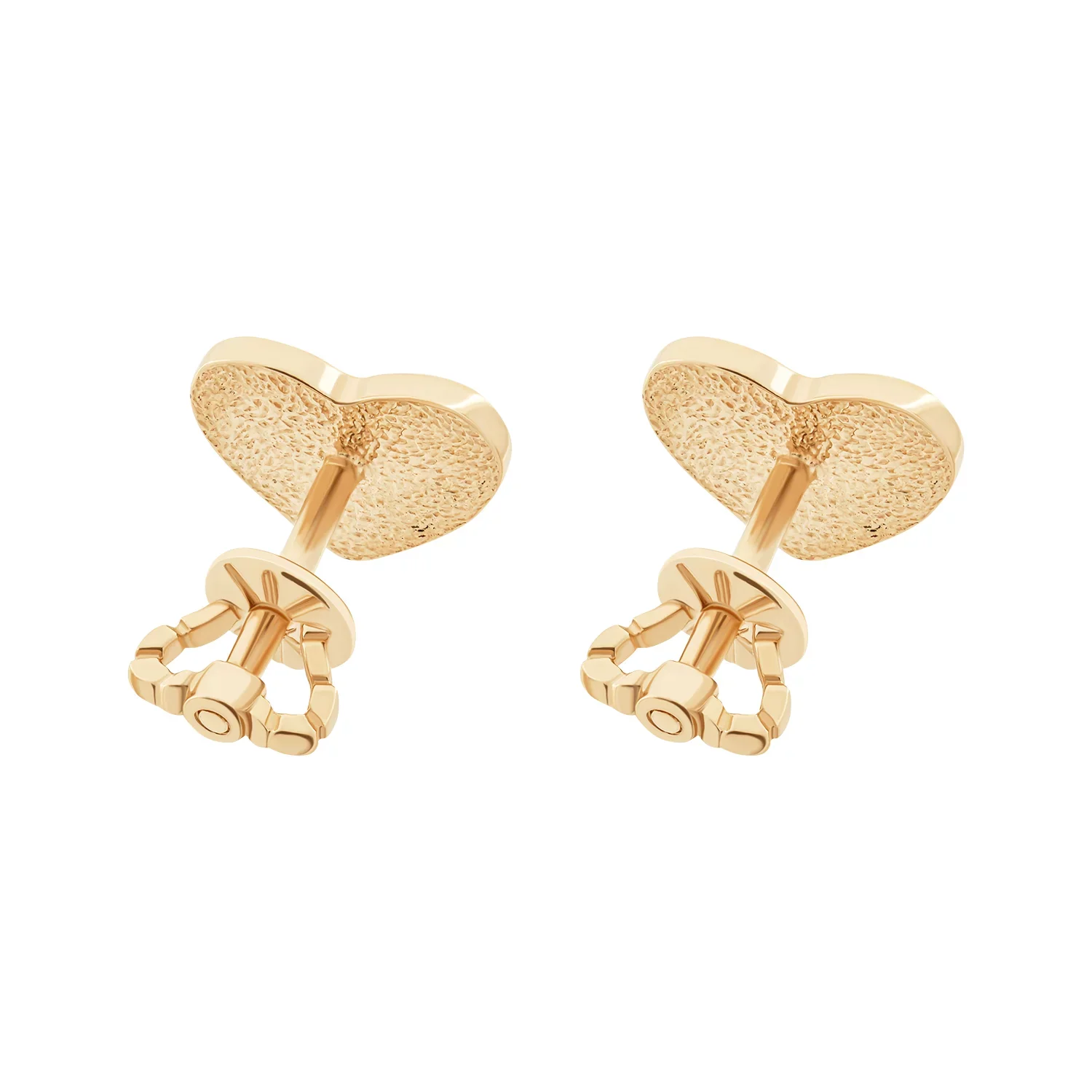 Ukrainian Hearts Stud Earrings with Blue and Yellow Enamel in 14K/585 Rose Gold - Image 2