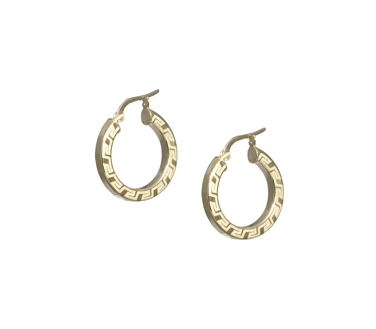 Versace Style Hoop Earrings in 14K/585 Yellow Gold