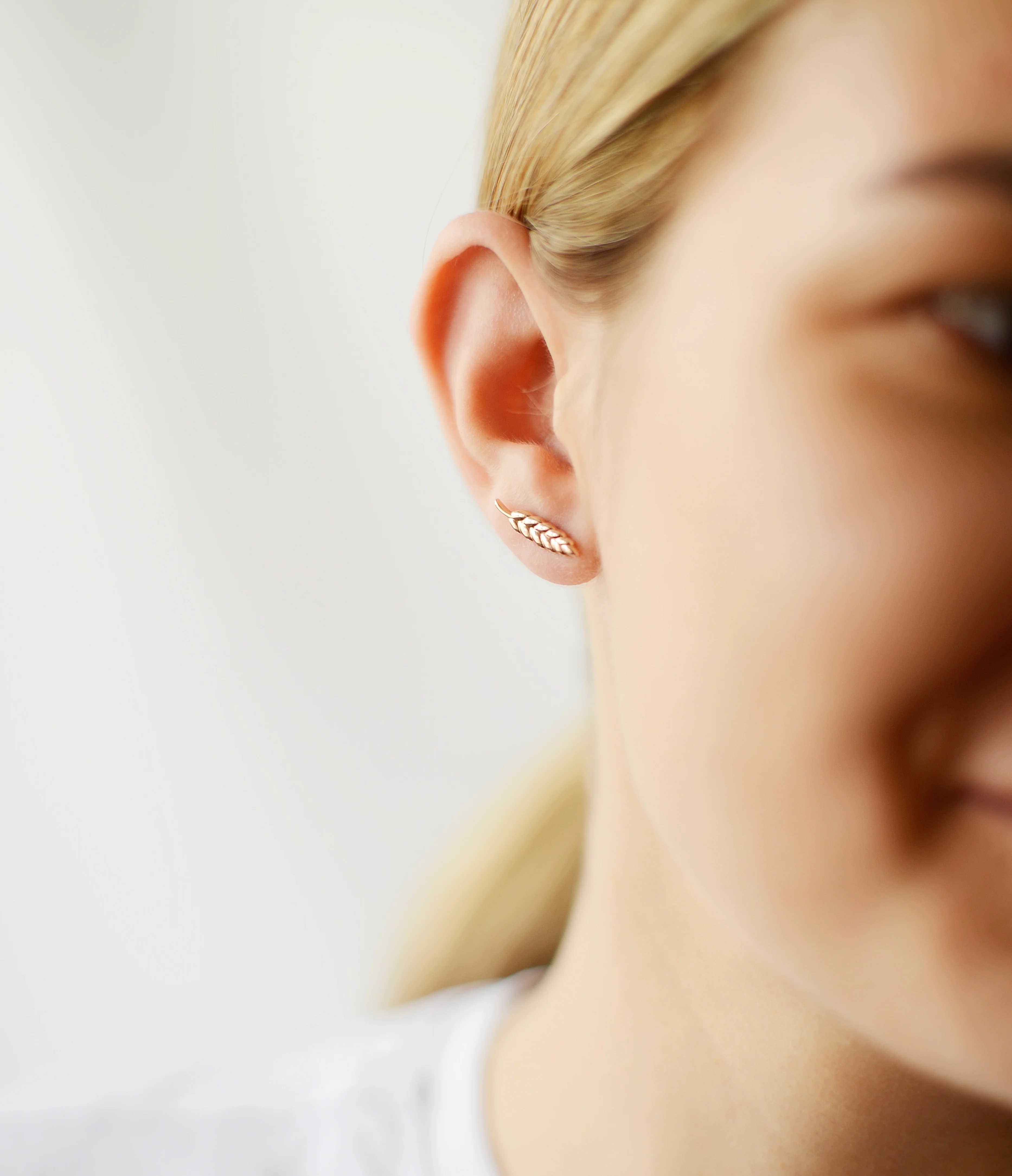 Wheat Stud Earrings in 14K/585 Rose Gold - Image 2