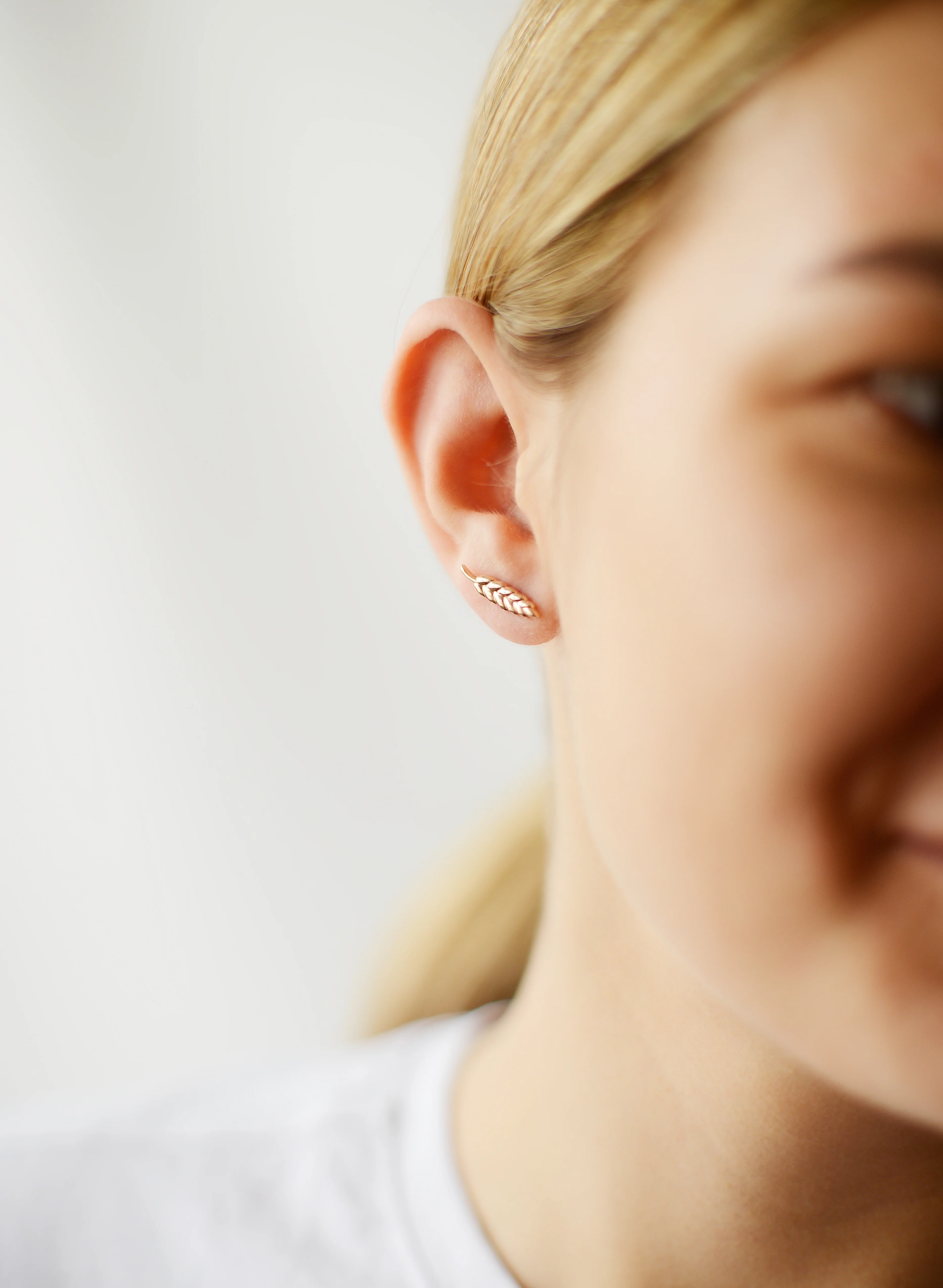 Wheat Stud Earrings in 14K/585 Rose Gold - Image 3